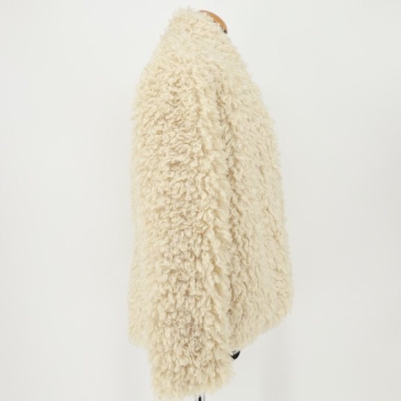 Abercrombie Fitch Cream Shag Teddy Fleece Open Front Jacket Womens Small NWOT - Picture 4 of 5